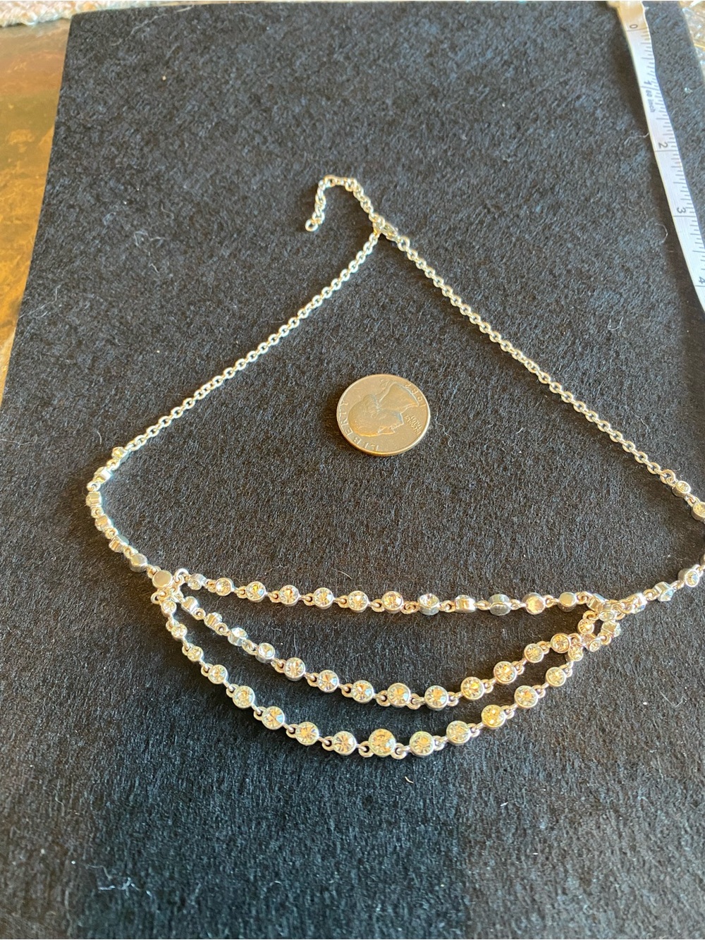 Gold-Tone Triple Row Crystal Station Necklace